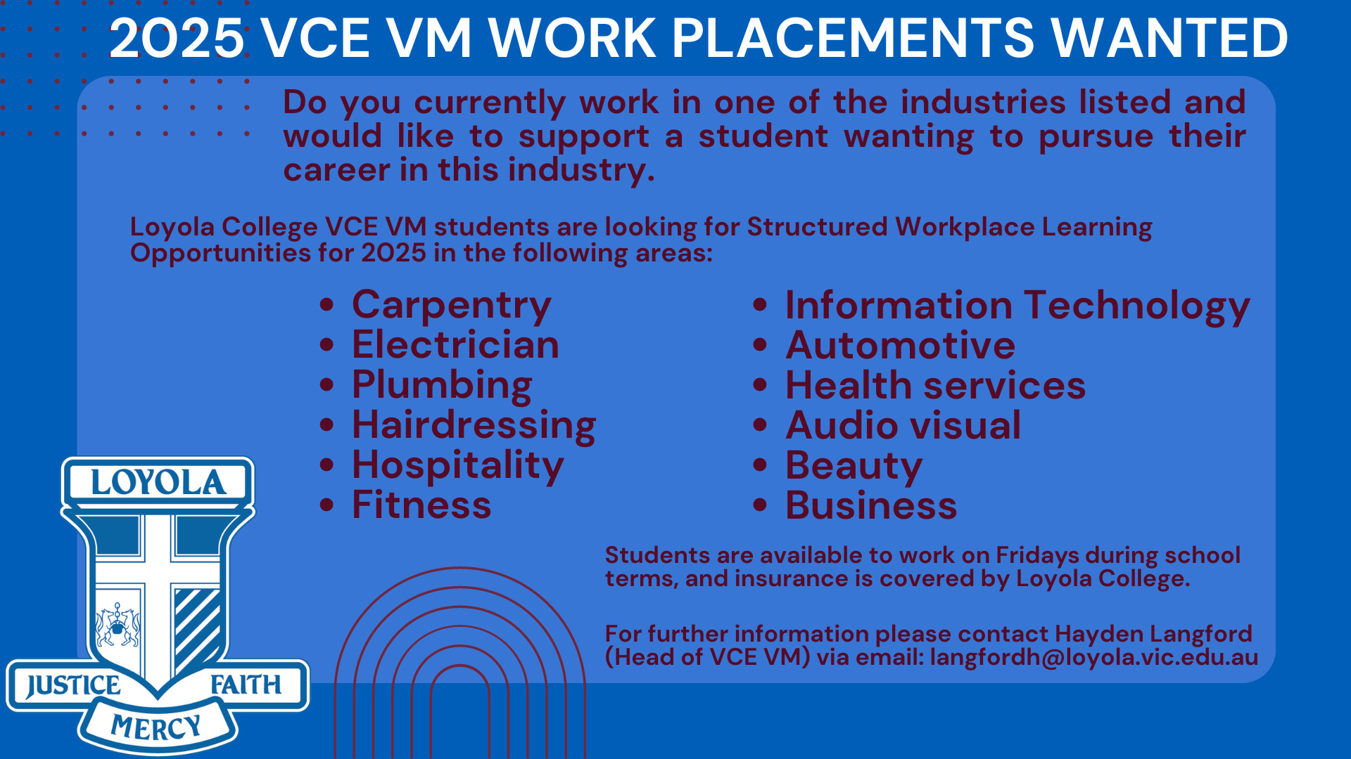 Work Placement Needed in 2025